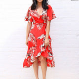 Deep V Neck Women Summer Long Dress