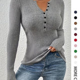 SHASHA™ - Elegantný Chic Slim Fit Dlhý Rukáv Okrúhly Výstrih Topy