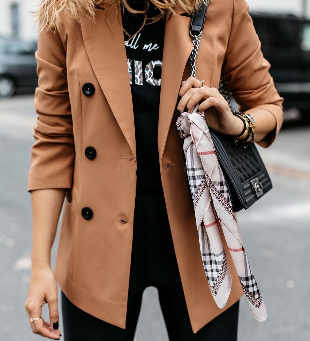 Double-Breasted Button Blazer