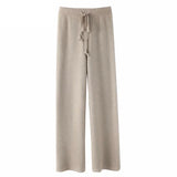Autumn and Winter New High-Waisted Loose Wool Knitted Wide-Leg Trousers for Women to Wear Straight Leg Wide-Leg Moped Trousers