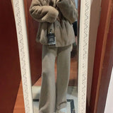 Autumn and Winter New High-Waisted Loose Wool Knitted Wide-Leg Trousers for Women to Wear Straight Leg Wide-Leg Moped Trousers