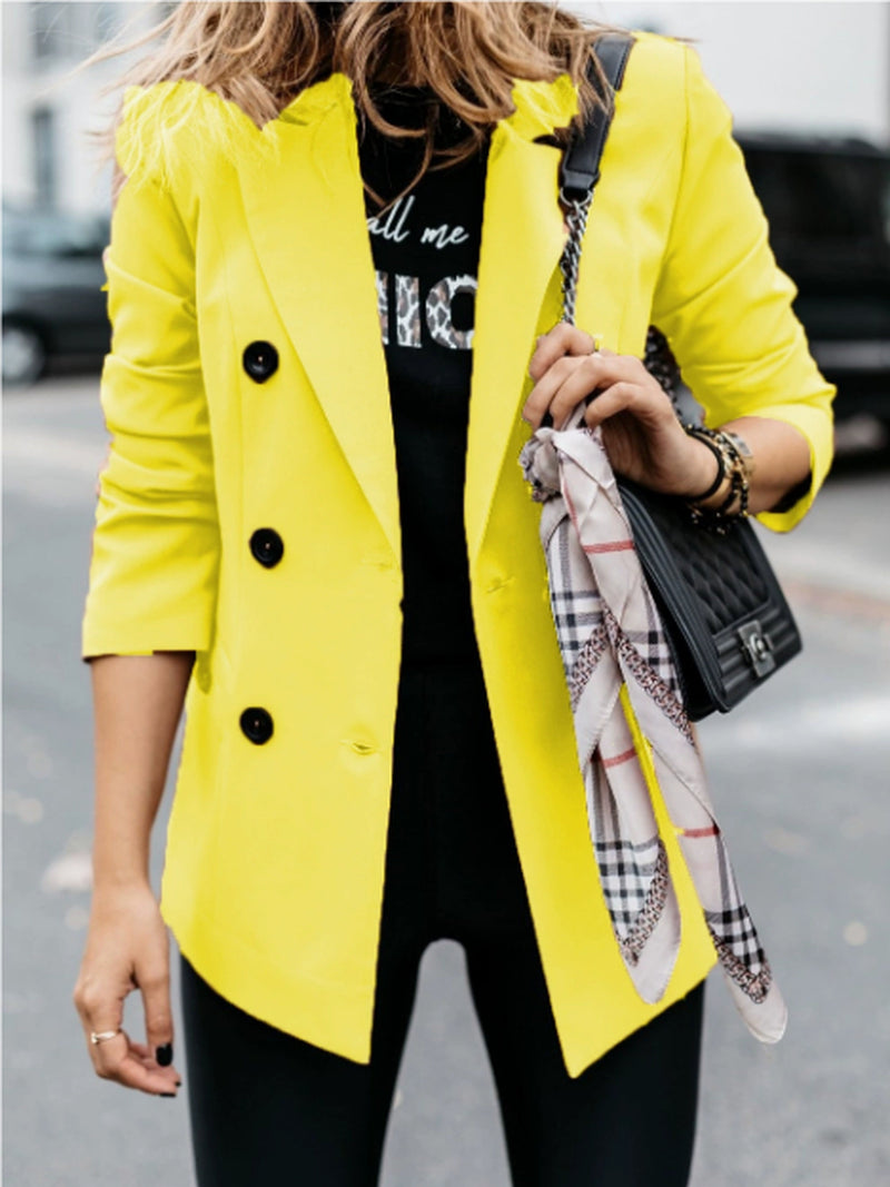 Double-Breasted Button Blazer
