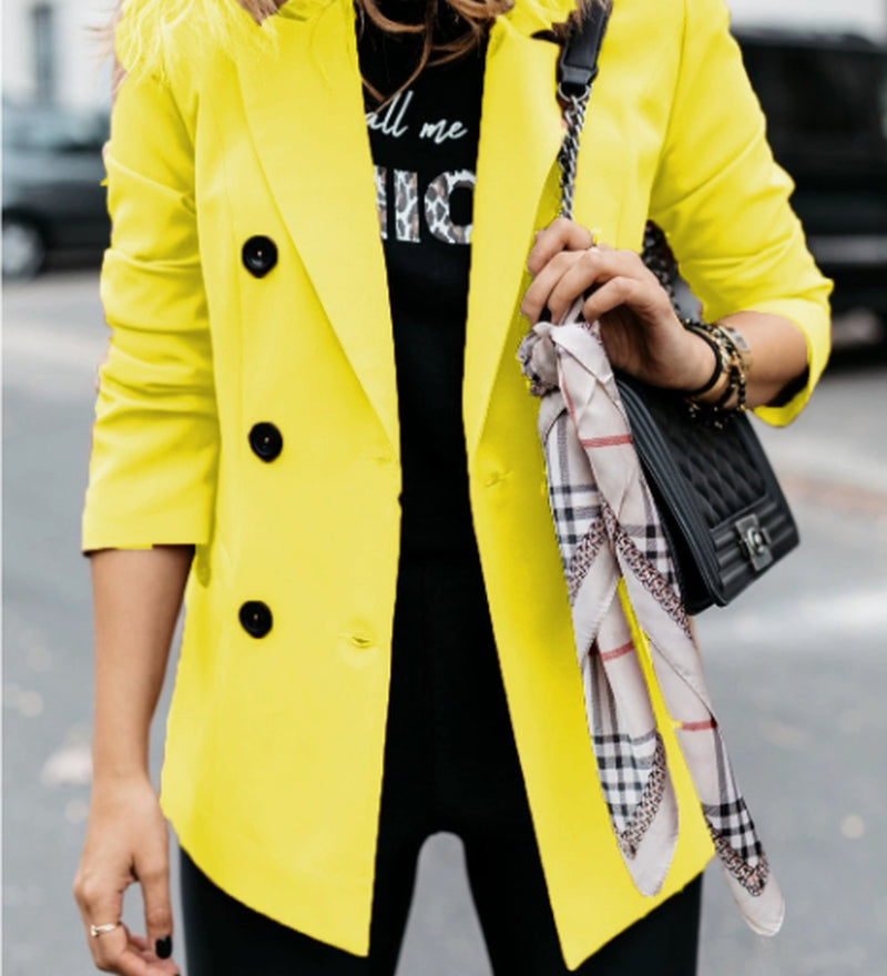 Double-Breasted Button Blazer