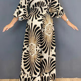 Autumn Lotus Leaf Long Sleeve V-Neck Printed Long High Waist Jumpsuit
