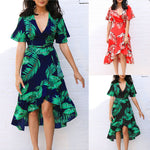 Deep V Neck Women Summer Long Dress