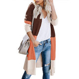 Women'S Rainbow Contrast Striped Coat Knit Cardigan Cardigan