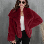 Winter Plush Coat Fashion Warm Thicken Fluffy Lapel Jacket Outwear Casual Long Sleeve Tops Womens Clothing