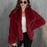 Winter Plush Coat Fashion Warm Thicken Fluffy Lapel Jacket Outwear Casual Long Sleeve Tops Womens Clothing