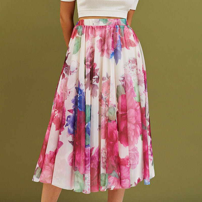 Ladies' Mesh Micro-Elastic Skirt Printing