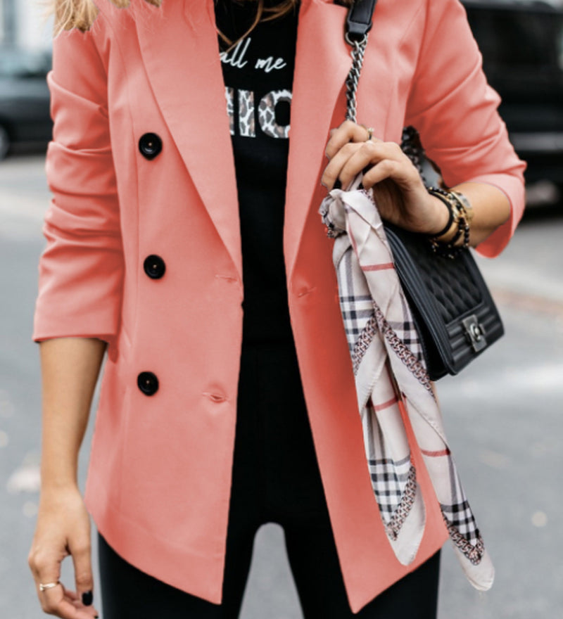 Double-Breasted Button Blazer