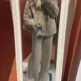 Autumn and Winter New High-Waisted Loose Wool Knitted Wide-Leg Trousers for Women to Wear Straight Leg Wide-Leg Moped Trousers