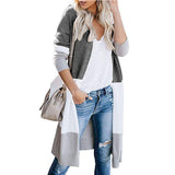 Women'S Rainbow Contrast Striped Coat Knit Cardigan Cardigan