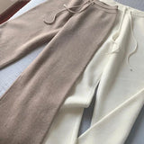 Autumn and Winter New High-Waisted Loose Wool Knitted Wide-Leg Trousers for Women to Wear Straight Leg Wide-Leg Moped Trousers