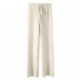 Autumn and Winter New High-Waisted Loose Wool Knitted Wide-Leg Trousers for Women to Wear Straight Leg Wide-Leg Moped Trousers
