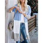 Women'S Rainbow Contrast Striped Coat Knit Cardigan Cardigan