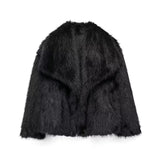 Winter Plush Coat Fashion Warm Thicken Fluffy Lapel Jacket Outwear Casual Long Sleeve Tops Womens Clothing