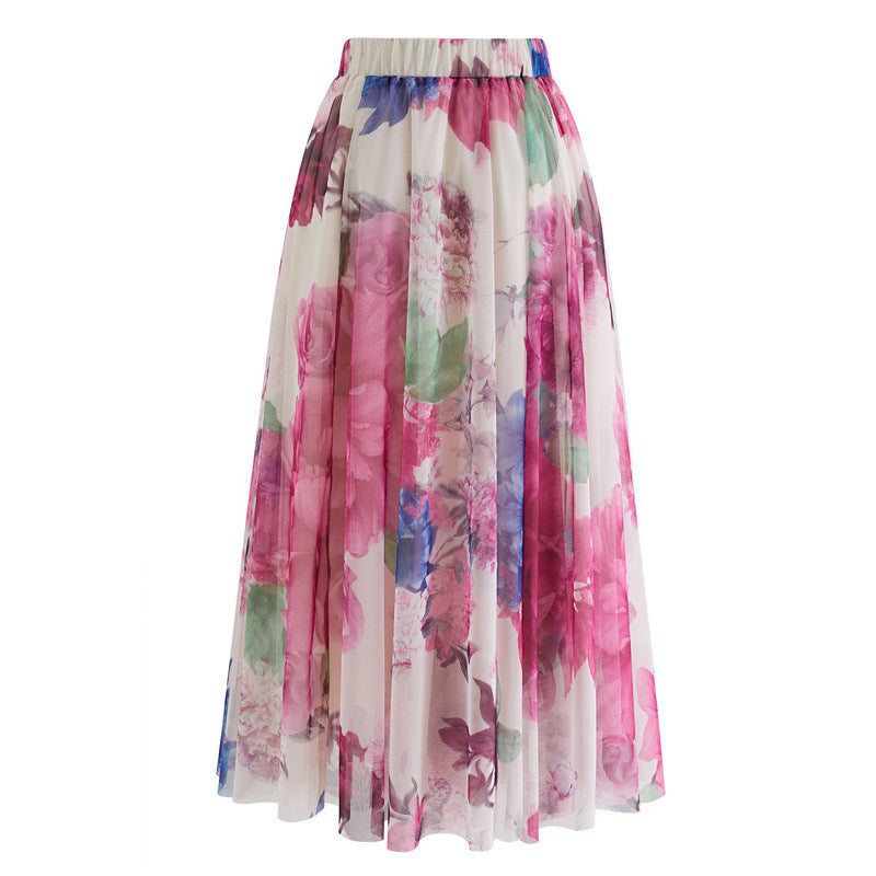 Ladies' Mesh Micro-Elastic Skirt Printing