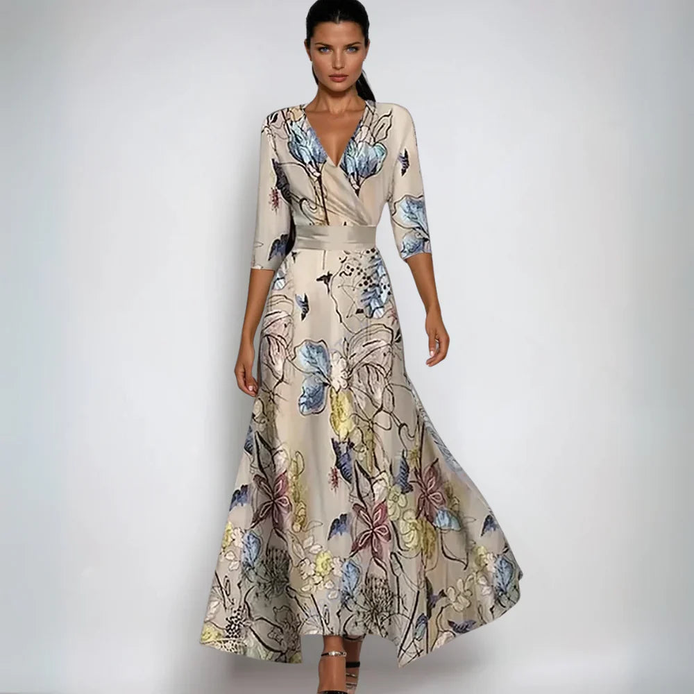 Hailey | Elegantné zavinovacie maxi šaty s kvetinovým vzorom