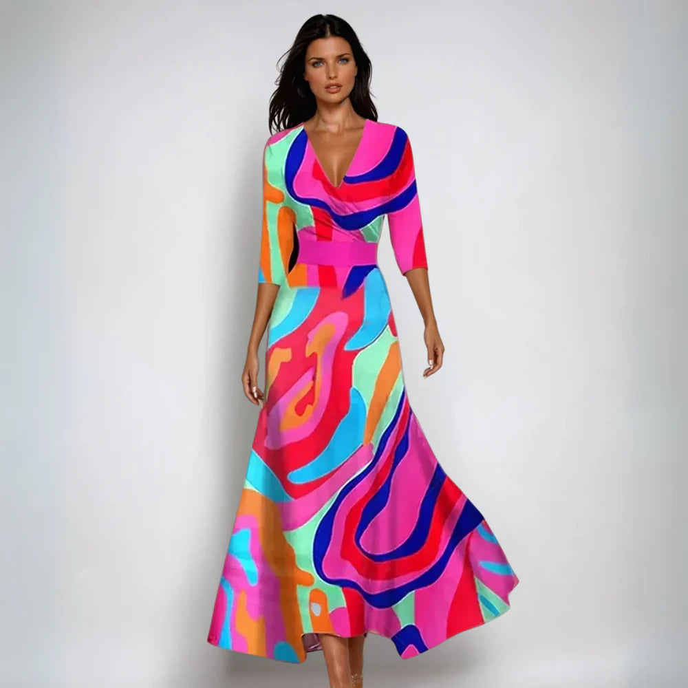Hailey | Elegantné zavinovacie maxi šaty s kvetinovým vzorom