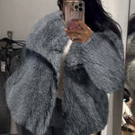 Winter Plush Coat Fashion Warm Thicken Fluffy Lapel Jacket Outwear Casual Long Sleeve Tops Womens Clothing