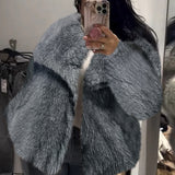 Winter Plush Coat Fashion Warm Thicken Fluffy Lapel Jacket Outwear Casual Long Sleeve Tops Womens Clothing