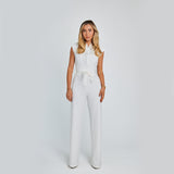 Fashion Elegant Long Sleeveless Jumpsuit Summer V-Neck Casual Wide Leg Long Overalls Clothing for Women
