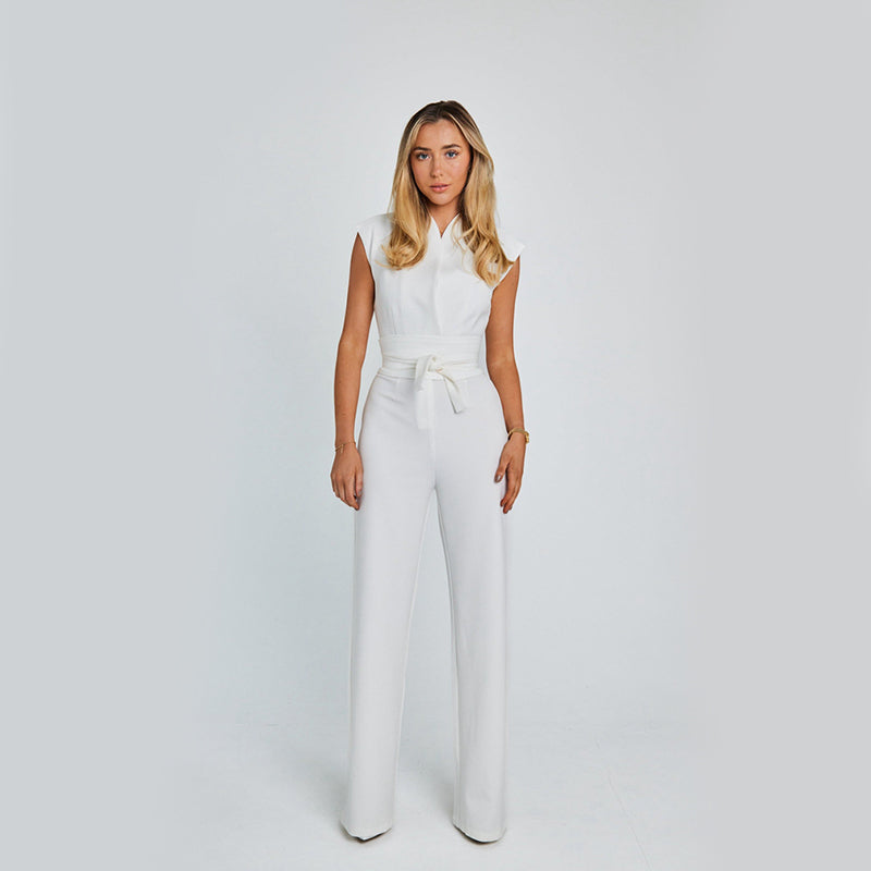 Fashion Elegant Long Sleeveless Jumpsuit Summer V-Neck Casual Wide Leg Long Overalls Clothing for Women