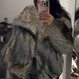 Winter Plush Coat Fashion Warm Thicken Fluffy Lapel Jacket Outwear Casual Long Sleeve Tops Womens Clothing