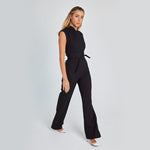 Fashion Elegant Long Sleeveless Jumpsuit Summer V-Neck Casual Wide Leg Long Overalls Clothing for Women