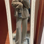 Autumn and Winter New High-Waisted Loose Wool Knitted Wide-Leg Trousers for Women to Wear Straight Leg Wide-Leg Moped Trousers