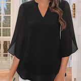 Claudia – Blúzka z Chiffon Georgette s V-výstrihom