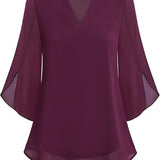 Claudia – Blúzka z Chiffon Georgette s V-výstrihom